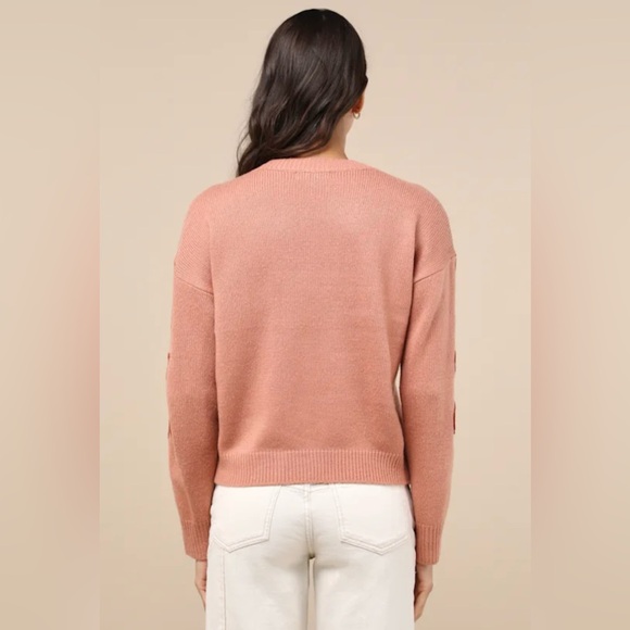 Lulus Composed Cutie Dusty Pink Floral Applique Pullover Sweater - Picture 3 of 3